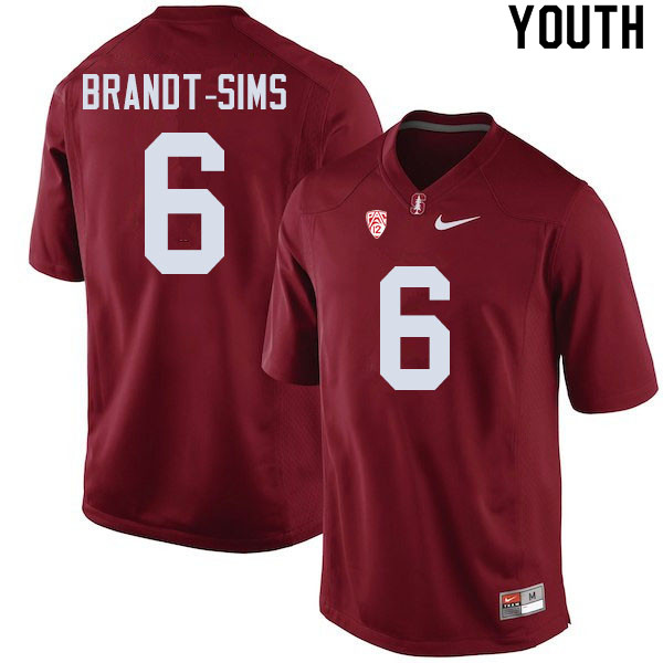 Youth #6 Isaiah Brandt-Sims Stanford Cardinal College Football Jerseys Sale-Cardinal
